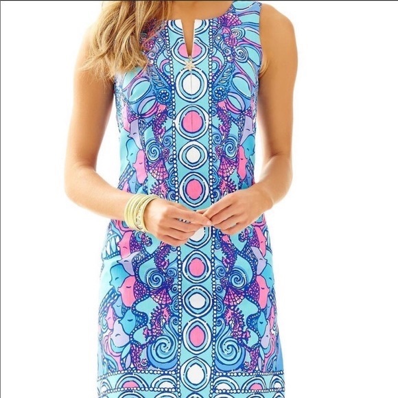 Lilly Pulitzer Dresses & Skirts - Lilly Pulitzer 6 Abigail Shift Dress Sea Jewel Engineered Seahorse Blue 17486 T5